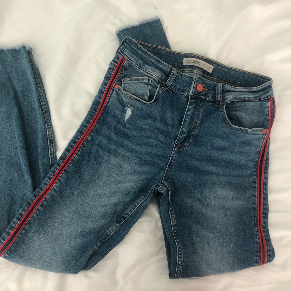 🌟SOLD🌟 Zara Basic Red Stripe Skinny Jeans